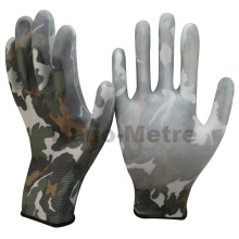 NMSAFETYEN388 nylon jauge 13 ou doublure de polyester enduit fleur print PU gants de travail de camouflage de jardinage